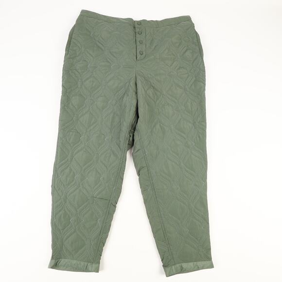 Fabletics Womens 2X 18-20 Apres Quilted Stretch Tapered Ski Pant Smoke Green - Picture 2 of 11